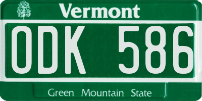 VT license plate ODK586