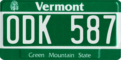 VT license plate ODK587