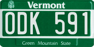VT license plate ODK591