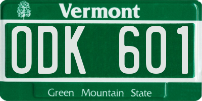 VT license plate ODK601