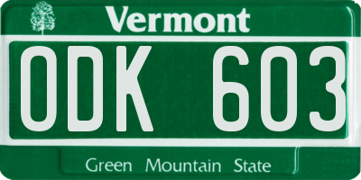 VT license plate ODK603