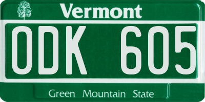 VT license plate ODK605