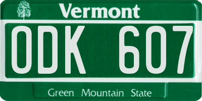 VT license plate ODK607
