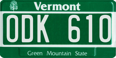 VT license plate ODK610