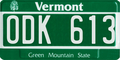 VT license plate ODK613
