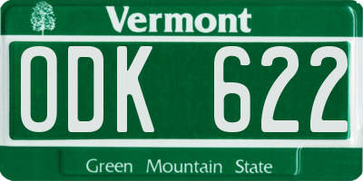 VT license plate ODK622