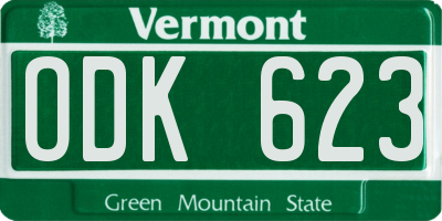 VT license plate ODK623
