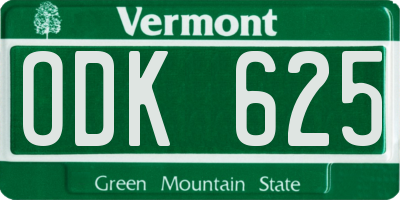 VT license plate ODK625