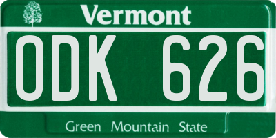 VT license plate ODK626