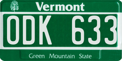 VT license plate ODK633