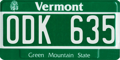 VT license plate ODK635