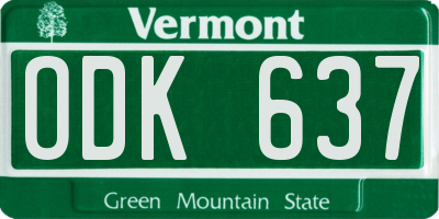 VT license plate ODK637