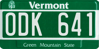VT license plate ODK641