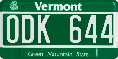 VT license plate ODK644