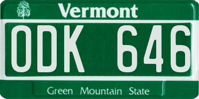 VT license plate ODK646