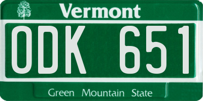 VT license plate ODK651