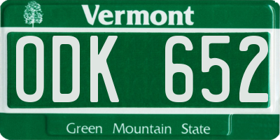 VT license plate ODK652