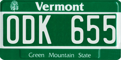 VT license plate ODK655