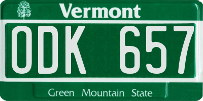 VT license plate ODK657