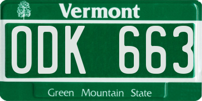 VT license plate ODK663