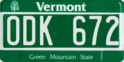 VT license plate ODK672
