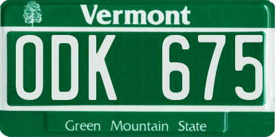 VT license plate ODK675
