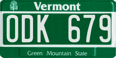 VT license plate ODK679