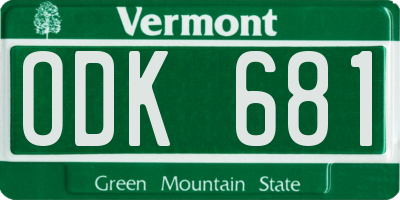 VT license plate ODK681