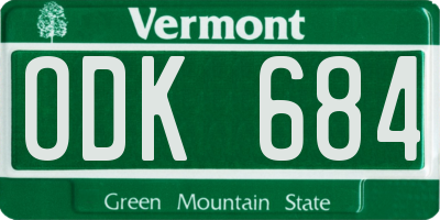 VT license plate ODK684