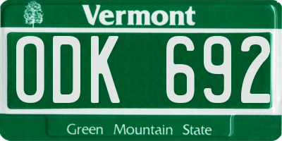 VT license plate ODK692