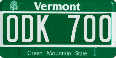 VT license plate ODK700