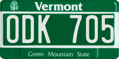 VT license plate ODK705