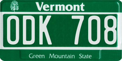 VT license plate ODK708
