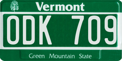 VT license plate ODK709