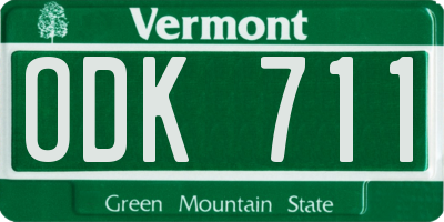 VT license plate ODK711