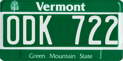VT license plate ODK722