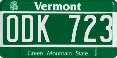 VT license plate ODK723