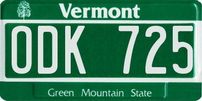 VT license plate ODK725