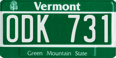 VT license plate ODK731