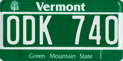 VT license plate ODK740