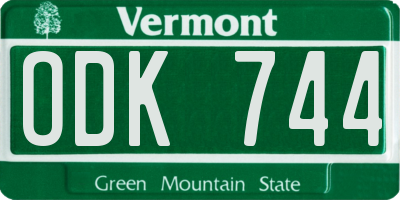 VT license plate ODK744