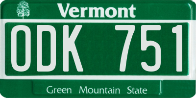 VT license plate ODK751