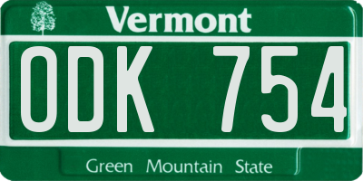 VT license plate ODK754