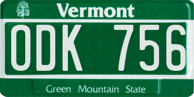 VT license plate ODK756