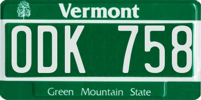 VT license plate ODK758