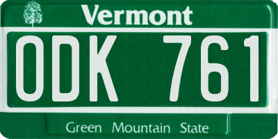 VT license plate ODK761