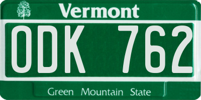 VT license plate ODK762