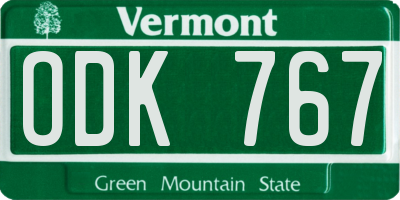 VT license plate ODK767