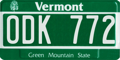 VT license plate ODK772