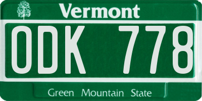 VT license plate ODK778